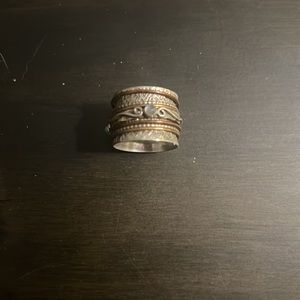 Sterling Silver Wide Band Stone Ring